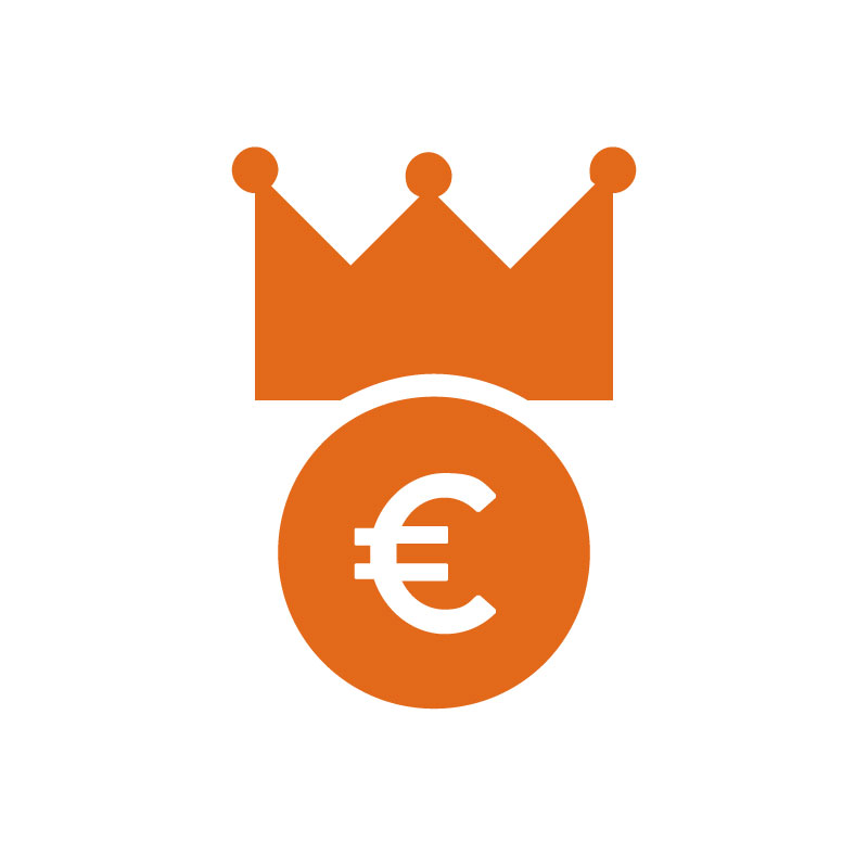 Ein Icon, das Einmalzahlungen symbolisiert: ein Eurozeichen mit einer Krone